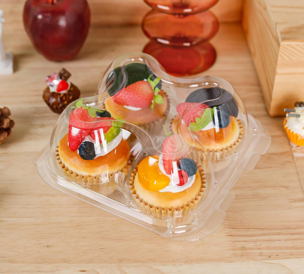 4 Compartment Cupcake Containers 20 Pack Cupcake Holder with Connected Airtight