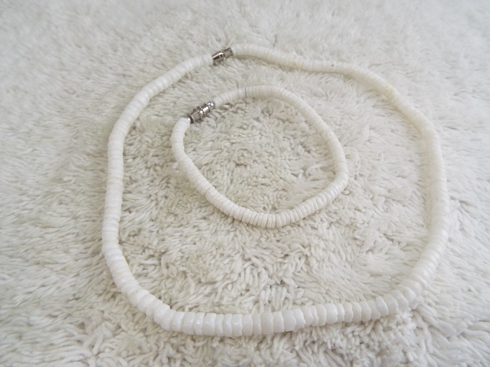 White Heishi Shell Necklace + Bracelet (C68)
