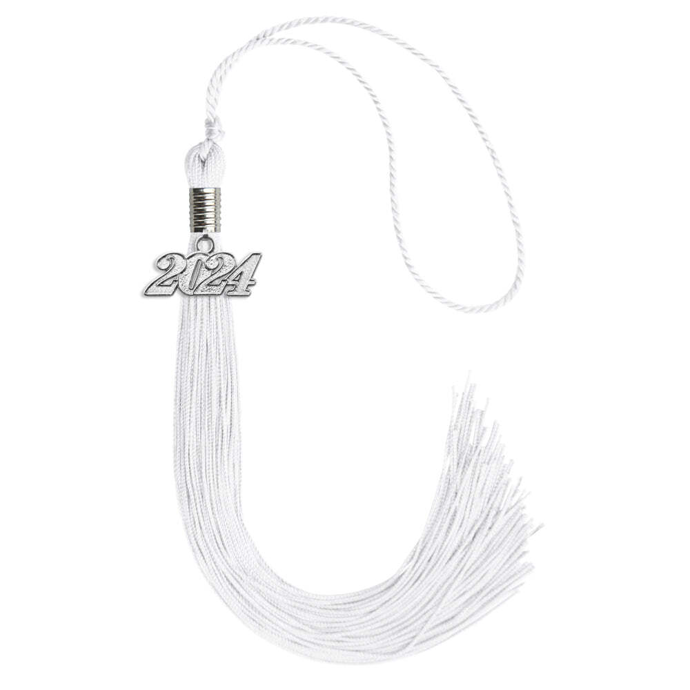 Endea Graduation White Tassel With Silver Date Drop