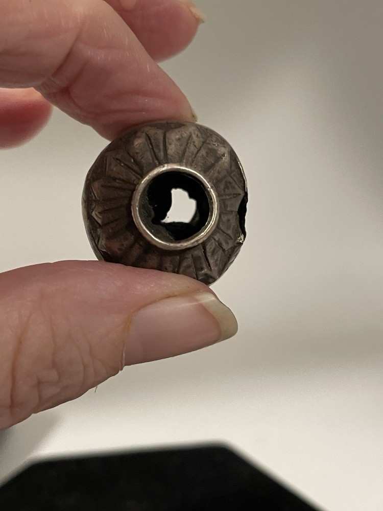 Antique Turkmen Silver Etched Bead