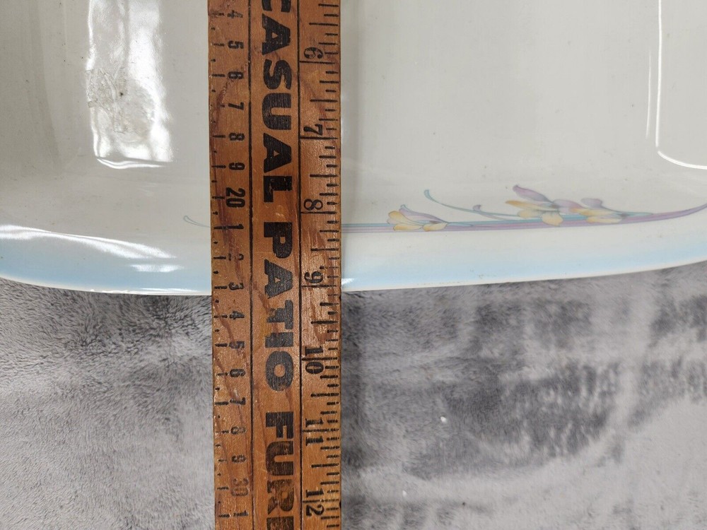 NORITAKE STONEWARE RECTANGULAR ROASTER RAINBOW END 14” X 9” Has Chip