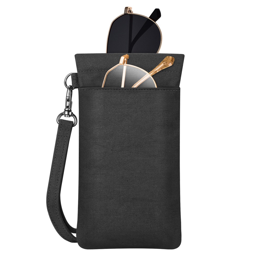 Double Eyeglasses Pouch with Carrying Strap Squeeze Top Microfiber Soft Glasses