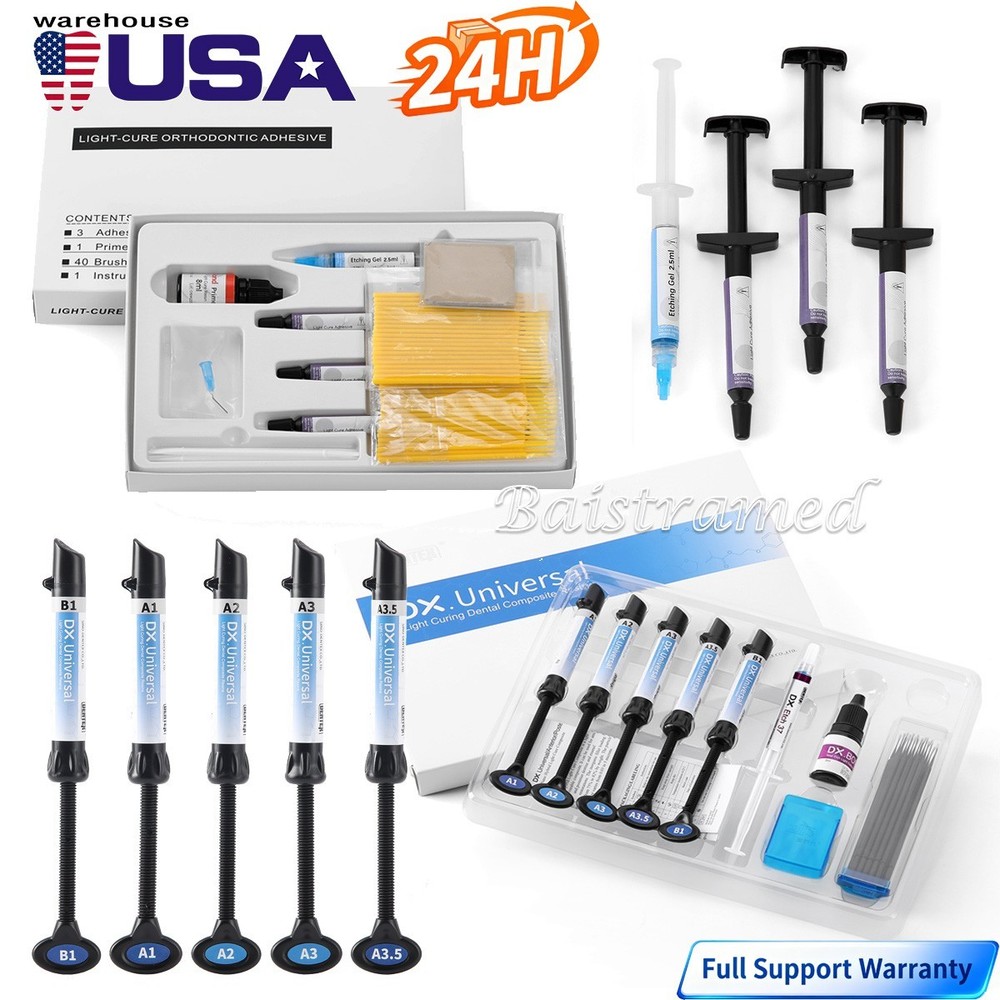 Dental Orthodontic Bonding Bracket Light Cure Adhesive Etching Gel Composite kit