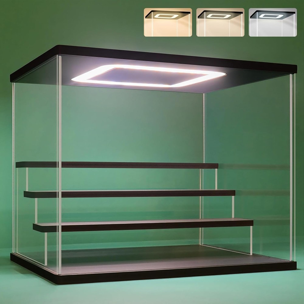 NONEMEY Clear Acrylic Display Case Stand with LED Light