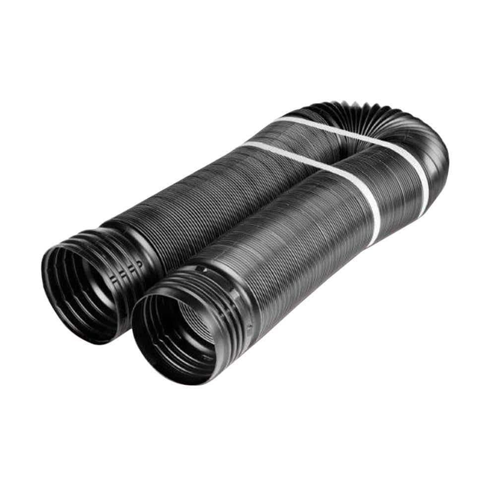 FLEX Drain 4in x 12ft Solid Drain Pipe Black Copolymer Flexible Polypropylene