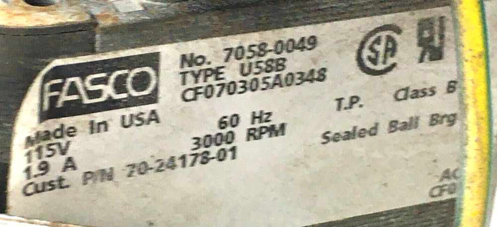 FASCO 7058-0049 Rheem Ruud 70-24178-01 Draft Inducer Blower Motor used #ML984