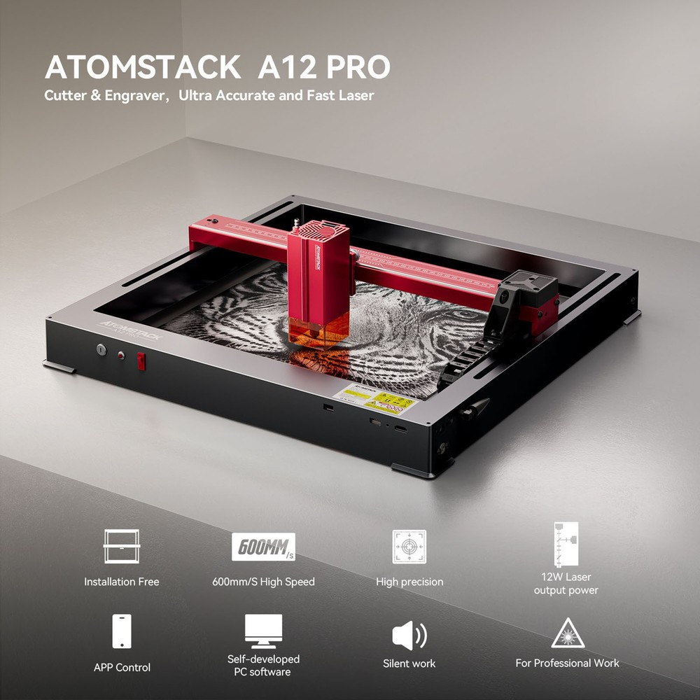 Refurbished ATOMSTACK A12 PRO 12W CNC Laser Engraver Installation Free GDTS
