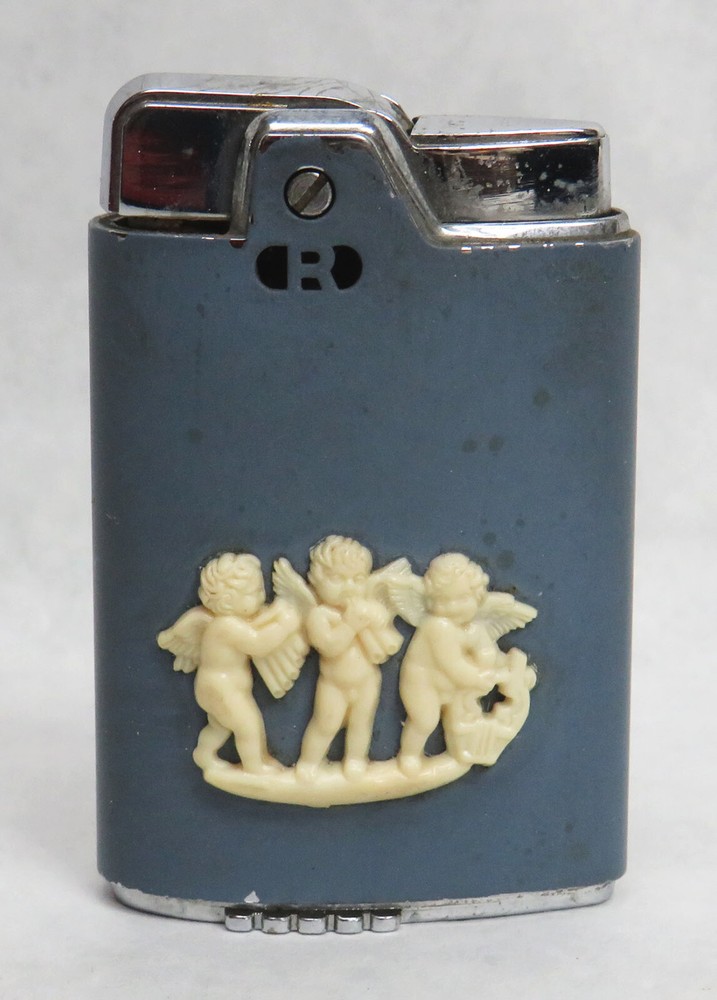 WEDGEWOOD 1950's BLUE JASPERWARE CHERUBS BY RONSON LIGHTER CO.