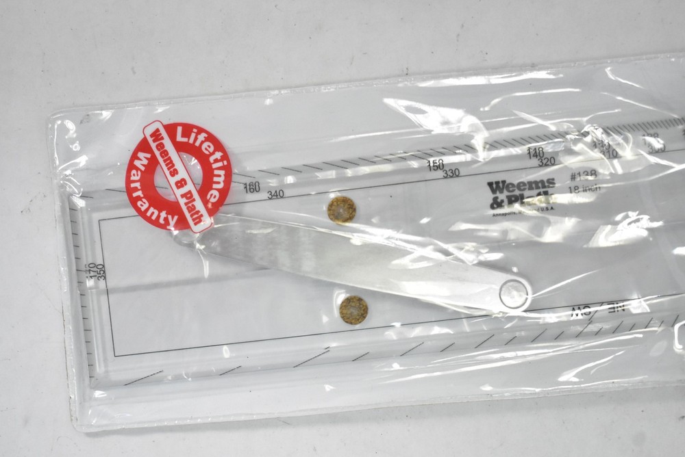 Weems & Plath Clear Parallel Ruler 18 In Protractor Scale Chart Plotter