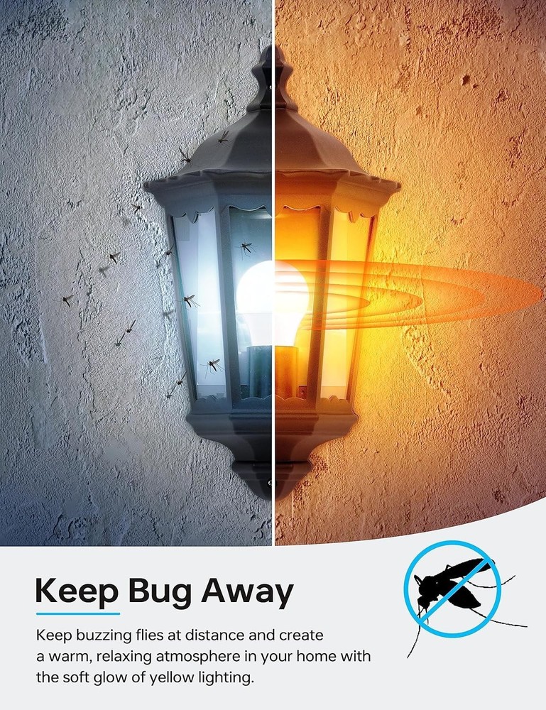 Yellow Bug LED Light Bulb 4 Pack 23W 150-200W Equivalent Amber Bug Light for ...