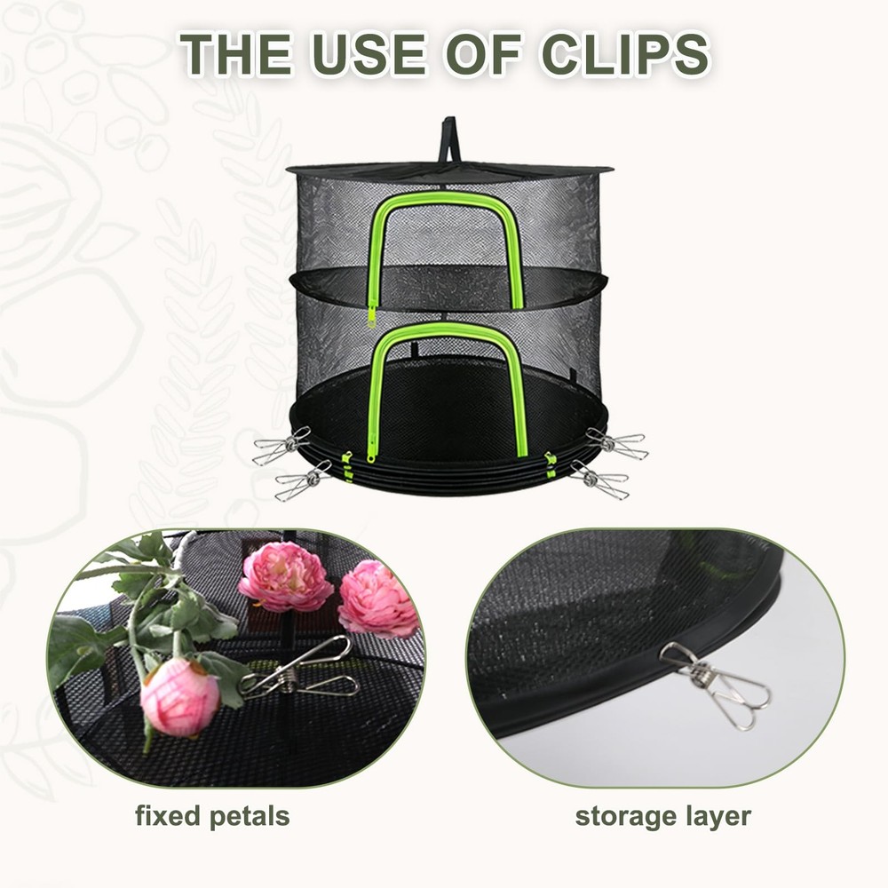 Herb Drying Rack Hanging Mesh Net - 6 Tier plant drying rack Foldable Design ...