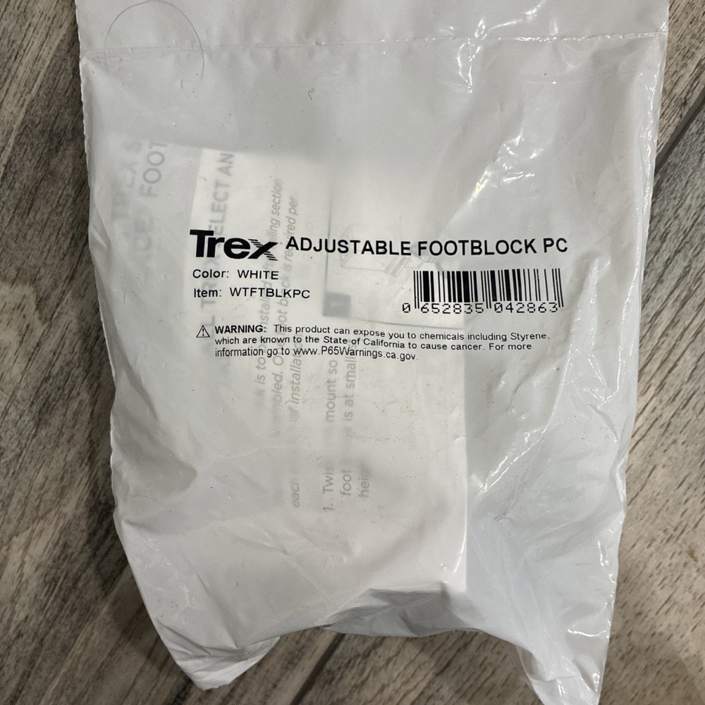 Trex Transcend Adjustable Footblock PC Color WHITE WTFTBLKPC