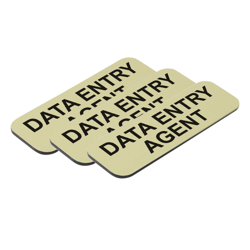 Data Entry Agent 1 x 3" Name Tag/Badge, (3 Pack)