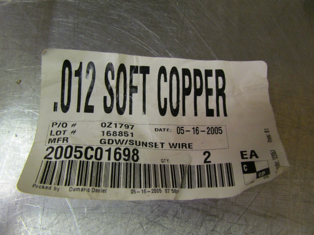 New Sunset Wire .012 Soft Copper Wire 1 Pound Spool