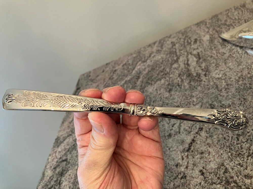 SILVER VICTORIAN TABLE CRUMB CLEANING SET, VINTAGE
