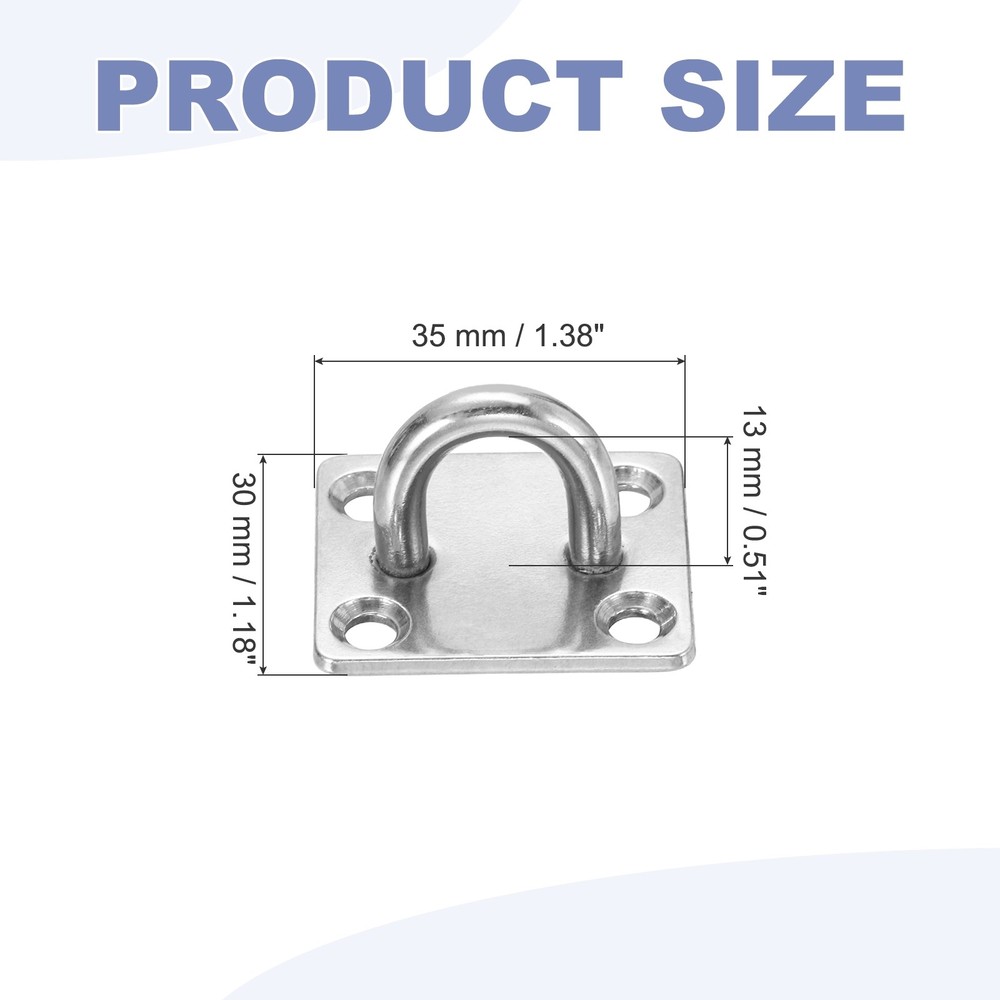 2Pcs M5 Eyelet Bracket Set Square Hook Plate and Hook, Silver