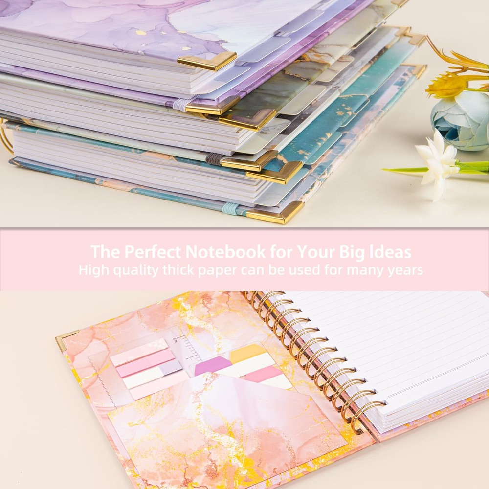 Spiral Notebooks for Work, 240 Pages Lined Spiral Journal Notebook, 5 Subject...