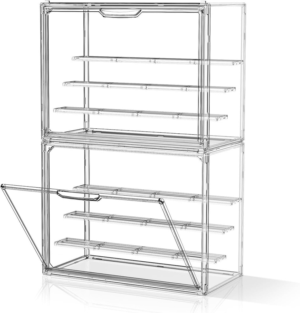 Clear Acrylic Display Case 4 Layers - 2 Pack Figure Figurine Display Case
