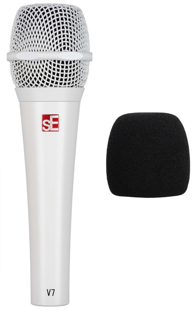 Se Electronics V7 White Handheld Dynamic Microphone Mic+External Windscreen
