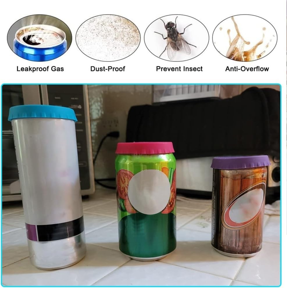 Multi-Purpose Reusable Silicone Can Covers | 6 Pack for All Beverage Sizes