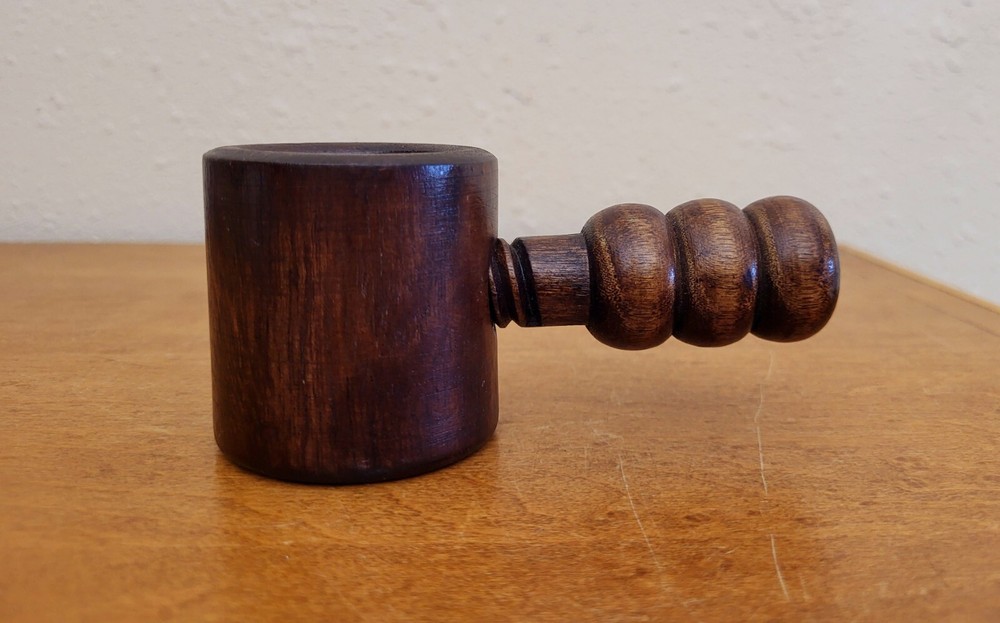 Vintage Solid Wooden Screw Nutcracker Pipe Shaped Nut Cracker Removable Handle