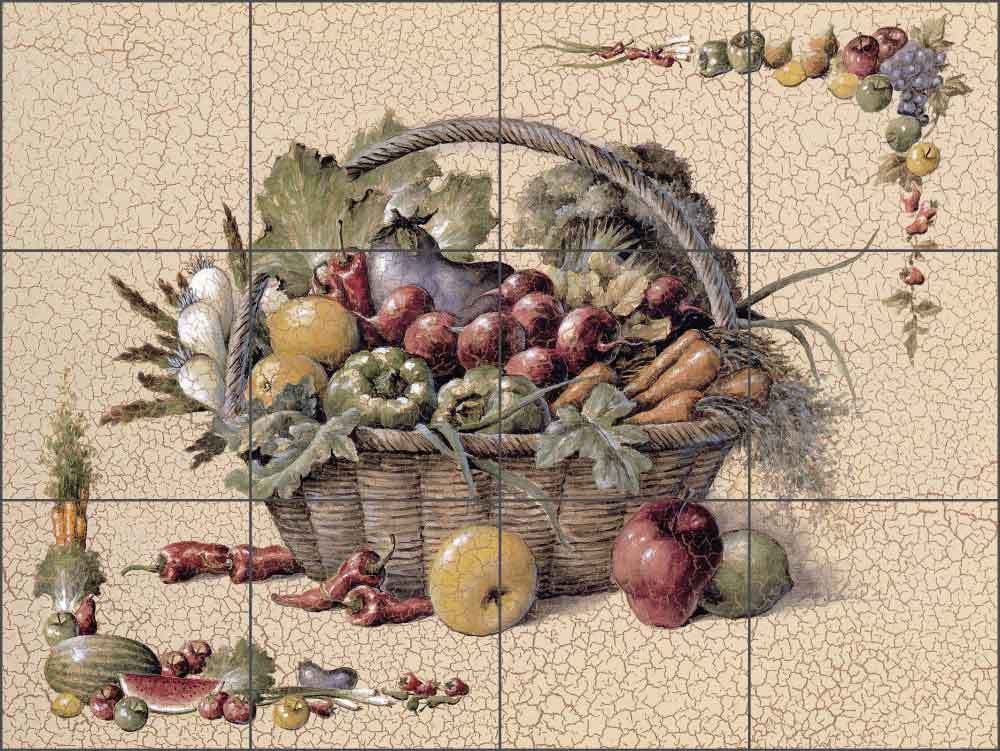 Ceramic Tile Mural Backsplash Chiu Kitchen Fruit Vegetable Art EC-TC006