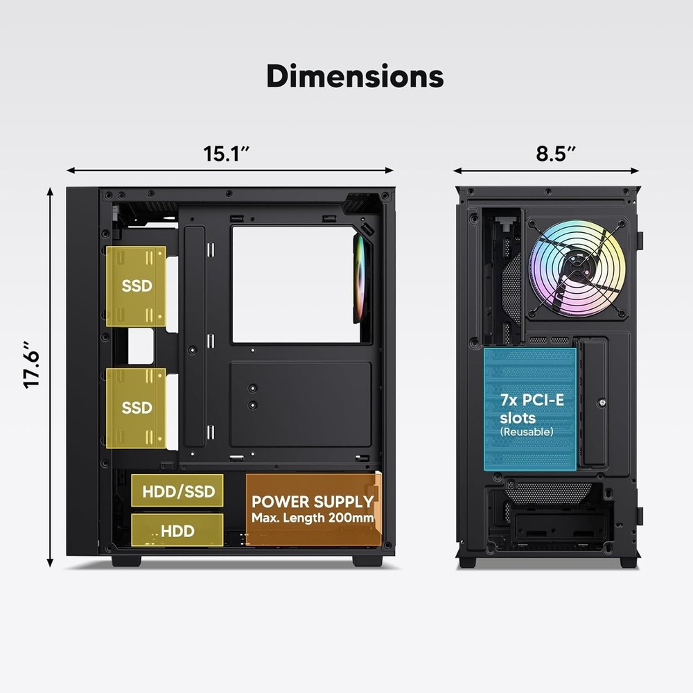 AL800 ATX PC Case - Tempered Glass, Adjustable RGB & Efficient Cooling