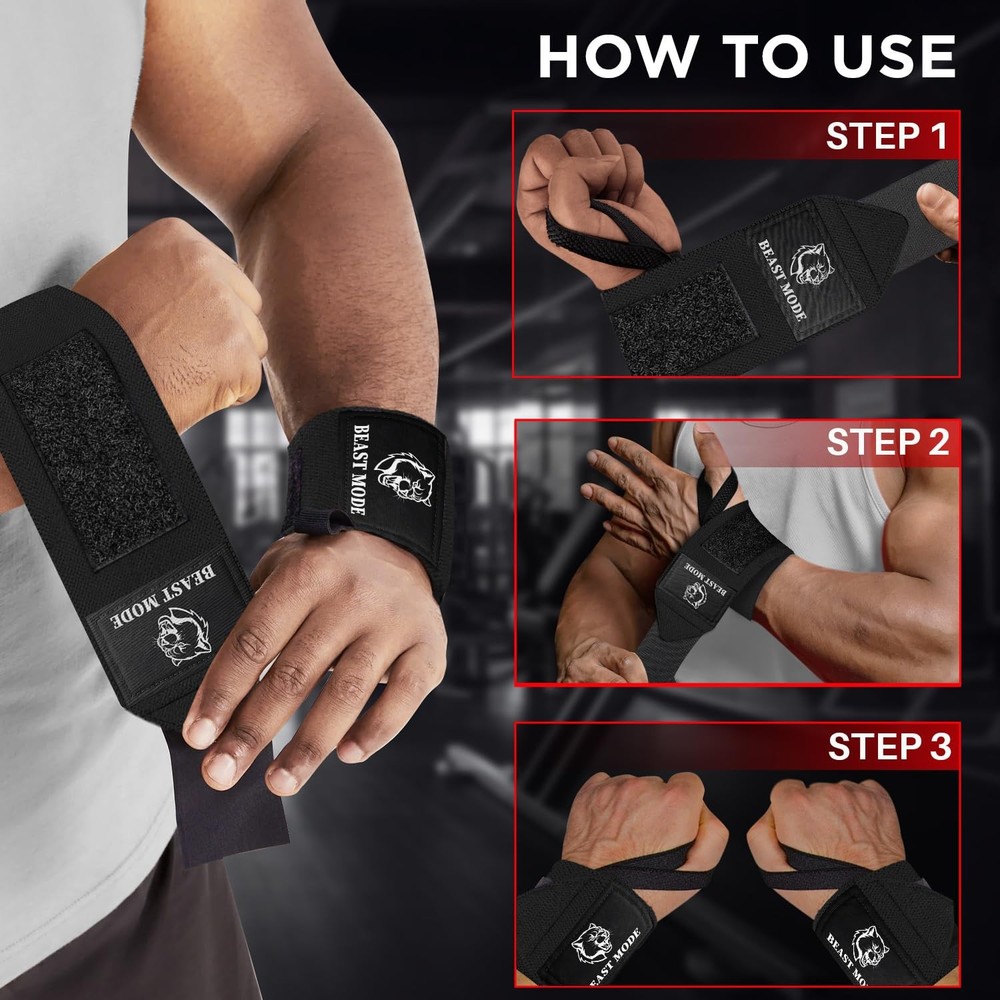 HeavyDuty Weightlifting Wrist Wraps with Thumb Loop – 18" Support for