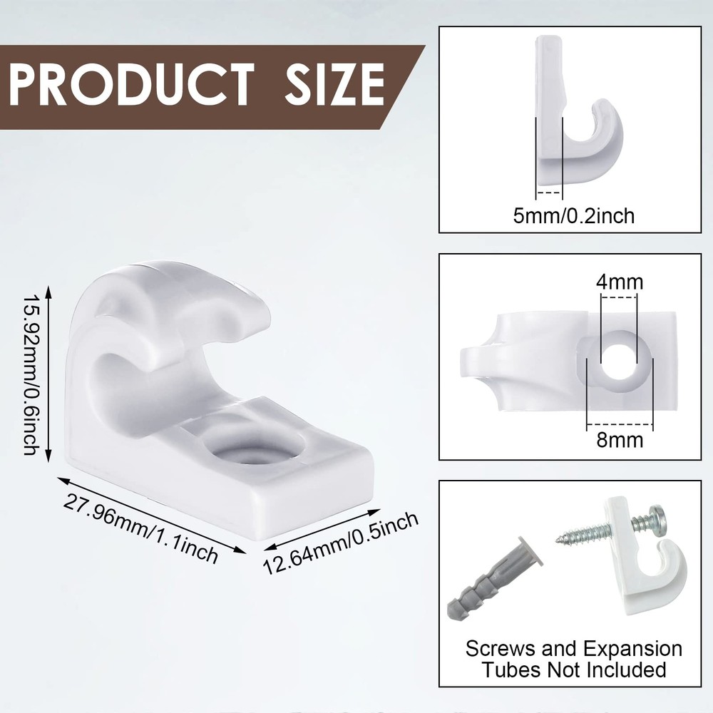20 PCS Wire Shelf Clips Down Wall Brackets Accessories Plastic Heavy Duty White