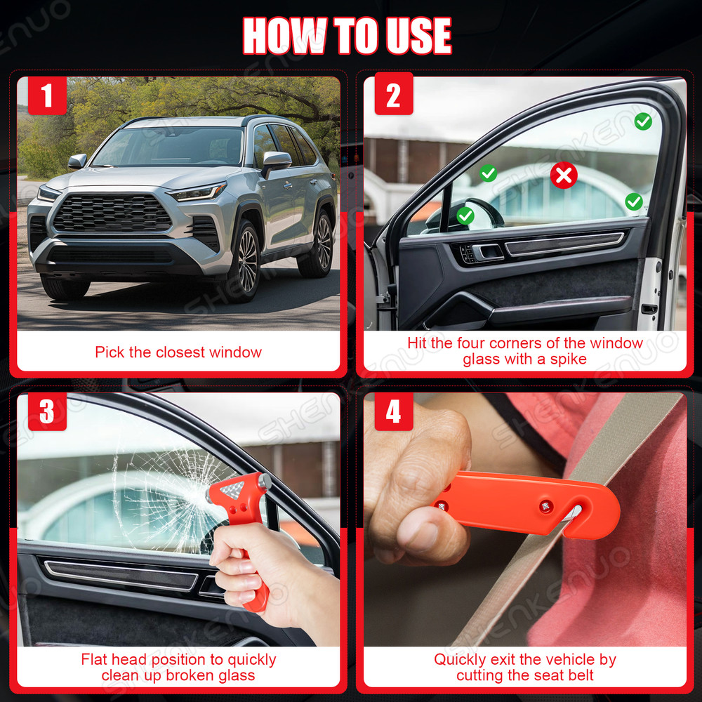Multi-Function Car Safety Hammer – Emergency Window Breaker & Seatbelt Cutter