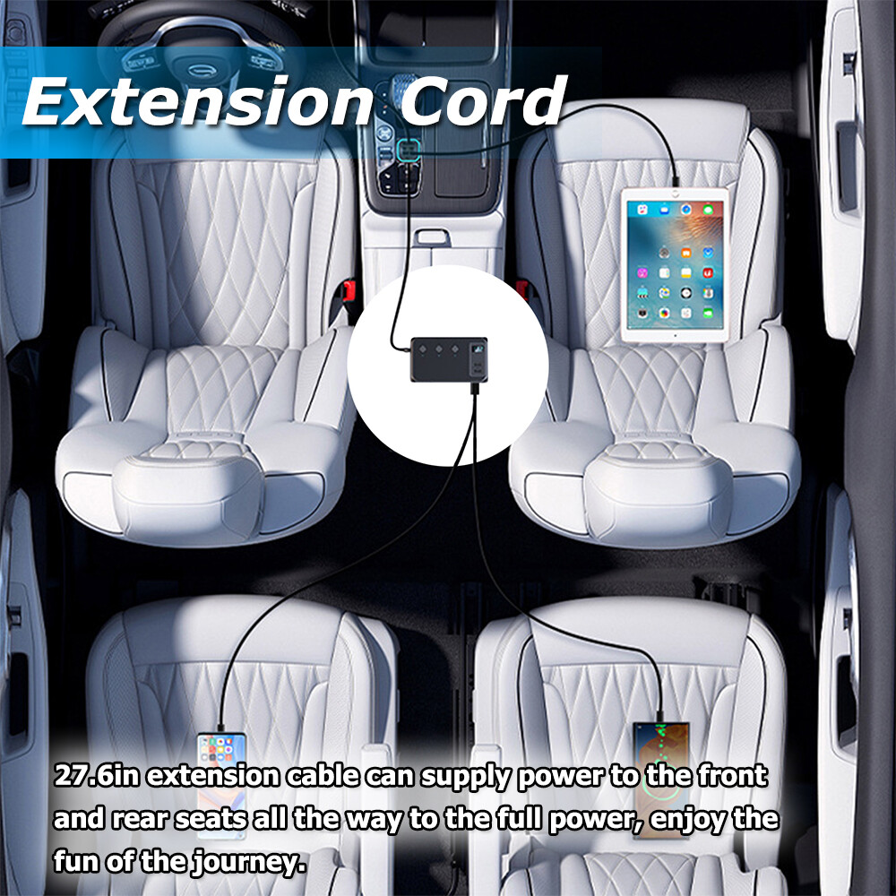 9in1 Car Cigarette Lighter Socket Splitter USB C Plug Fast Charging 3Way Adapter