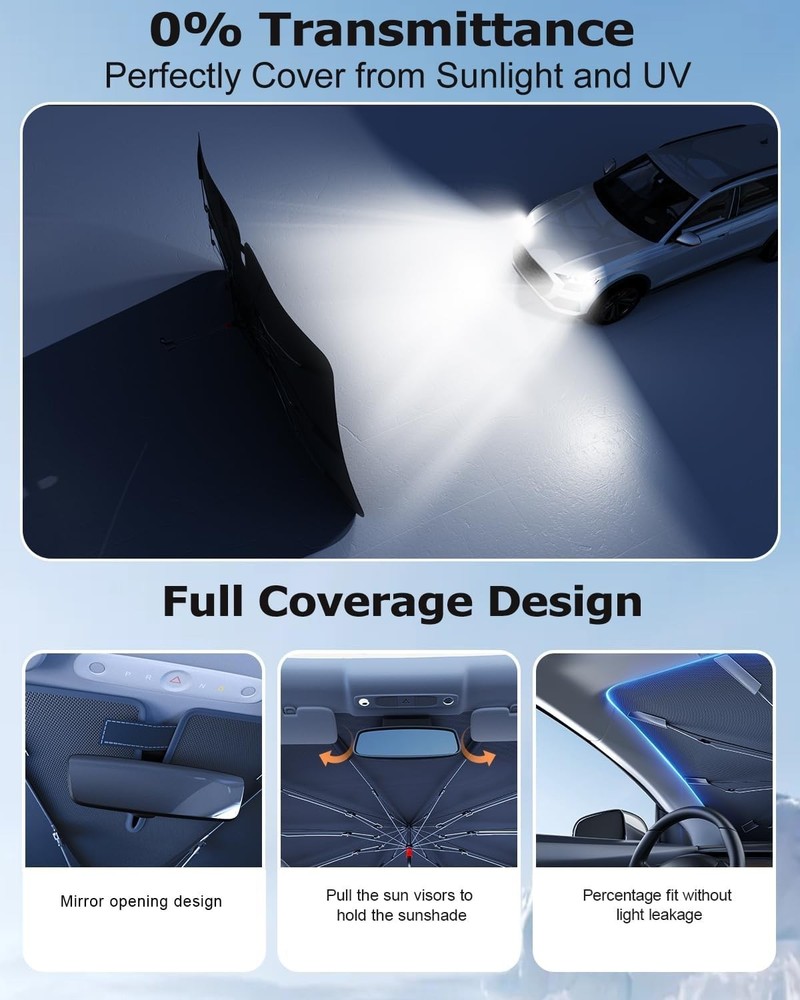 57" x 32" Car Windshield Sun Shade Foldable Umbrella Front Window Cover Visor