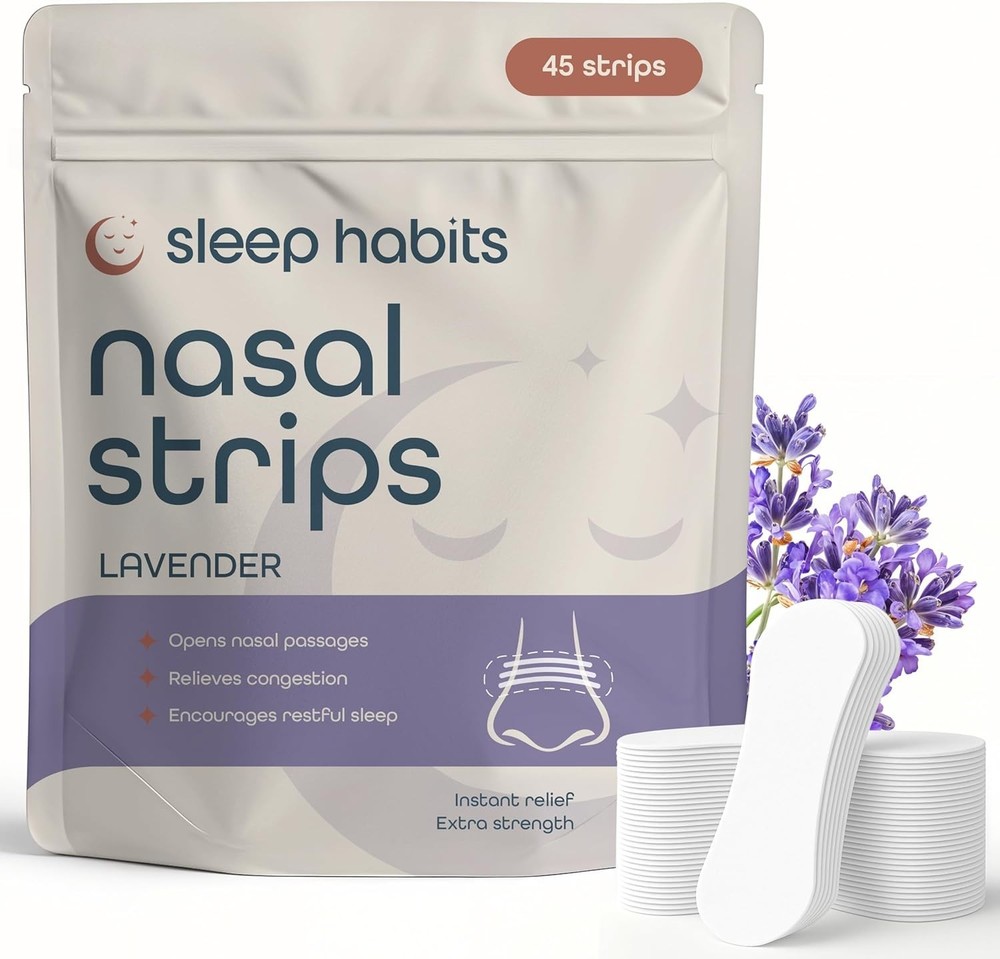 Non-Toxic 45PC Nasal Strips - Extra Strength Lavender Strips for Sleep Support