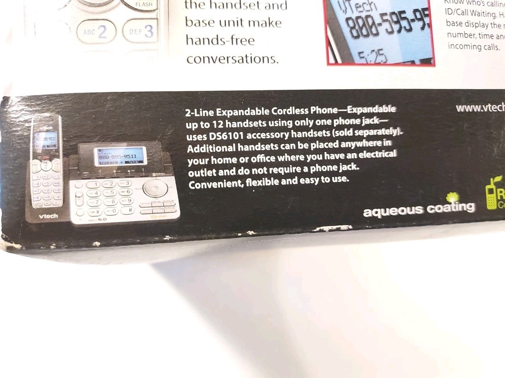 VTECH DS651 2-Line DECT 6.0 Cordless Digital Answering System Caller ID *opened*
