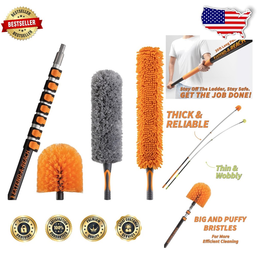 High  Duster Kit 36ft 30ft Pole Telescopic Cobweb Feather Ceiling Fan