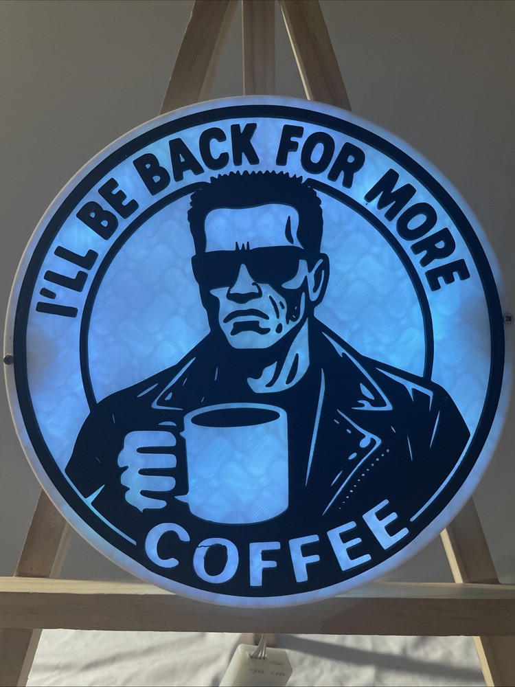 Terminator I’LL BE BACK 3D Printed wall Lamp with remote coffee lover edition