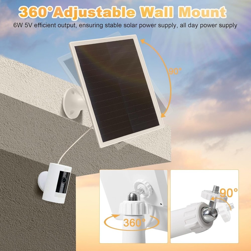 Waterproof Solar Panel for Ring Cameras - Fast Charging and Easy Setup