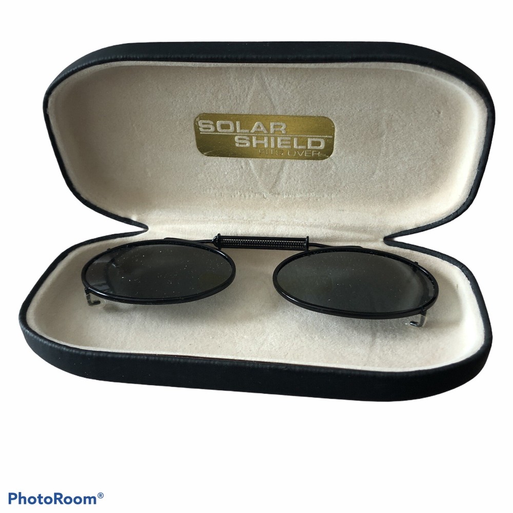 Solar Shield Grey Clip Ons Expanding Center Plus Hard Case