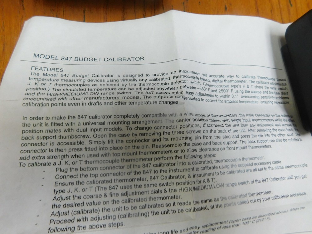 Plastic Process Equipment 847 Thermometer Calibrator