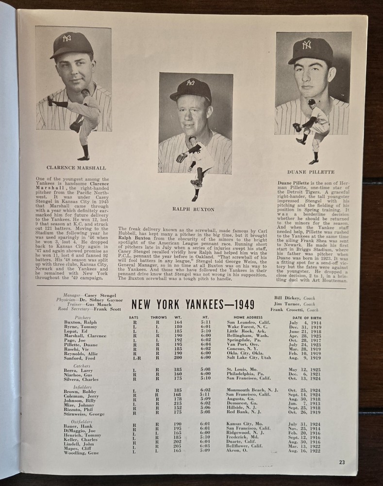 1949 World Series Program New York Yankees vs Brooklyn Dodgers game 2