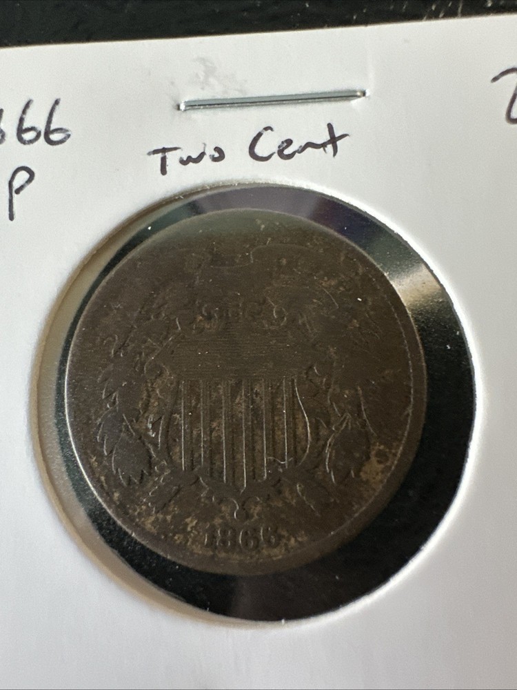 1866 2 CENT PIECE BROWN AU