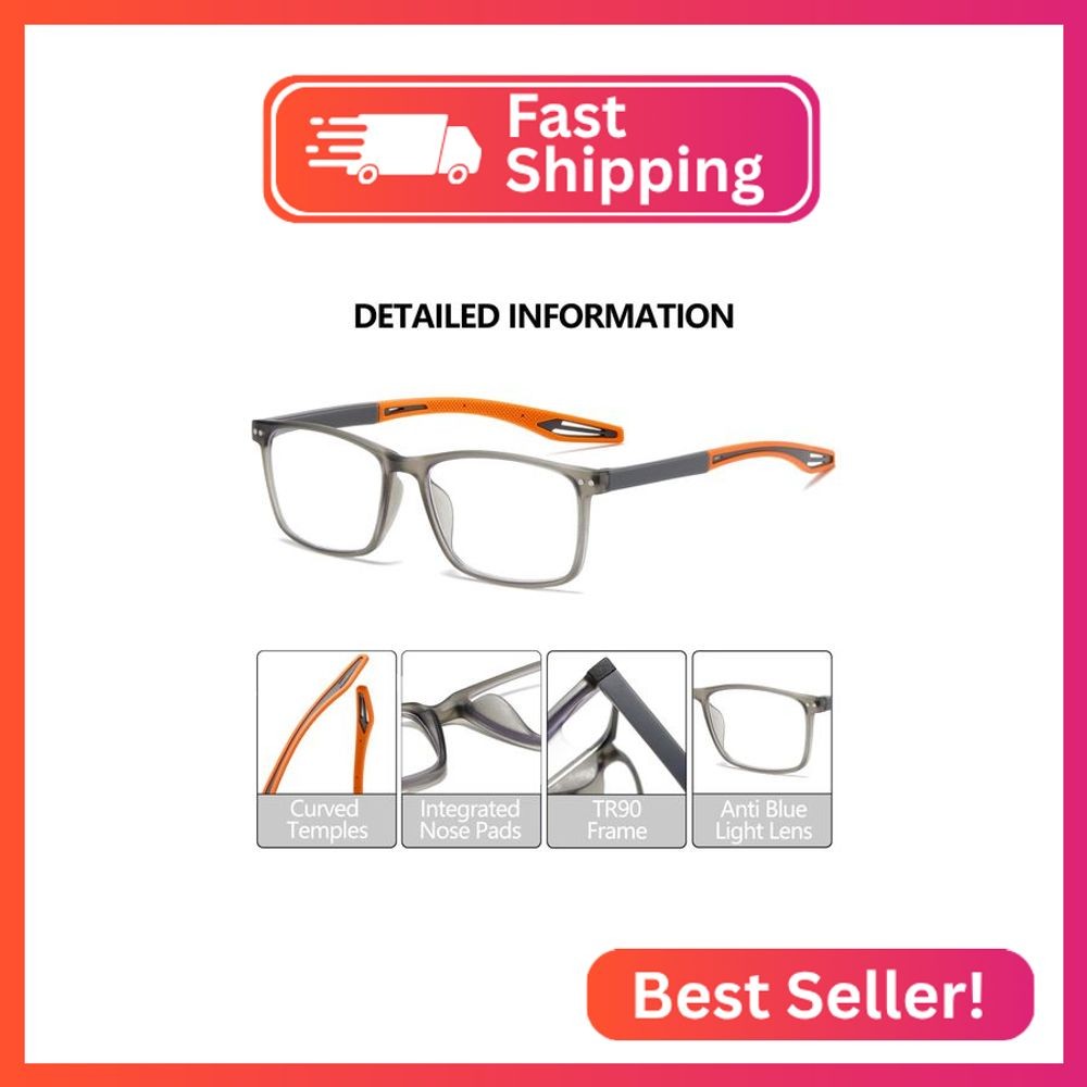 Reading Glasses for Men TR90 Sporty Design Blue Light Blocking Reader Flexible C