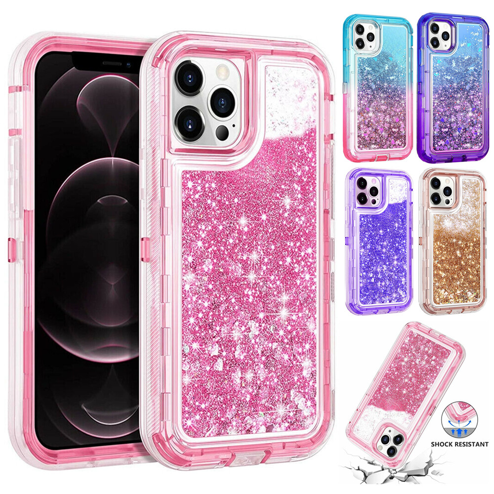 Shockproof Bling Glitter Phone Case Cover Screen Protector For iPhone 15 Pro Max