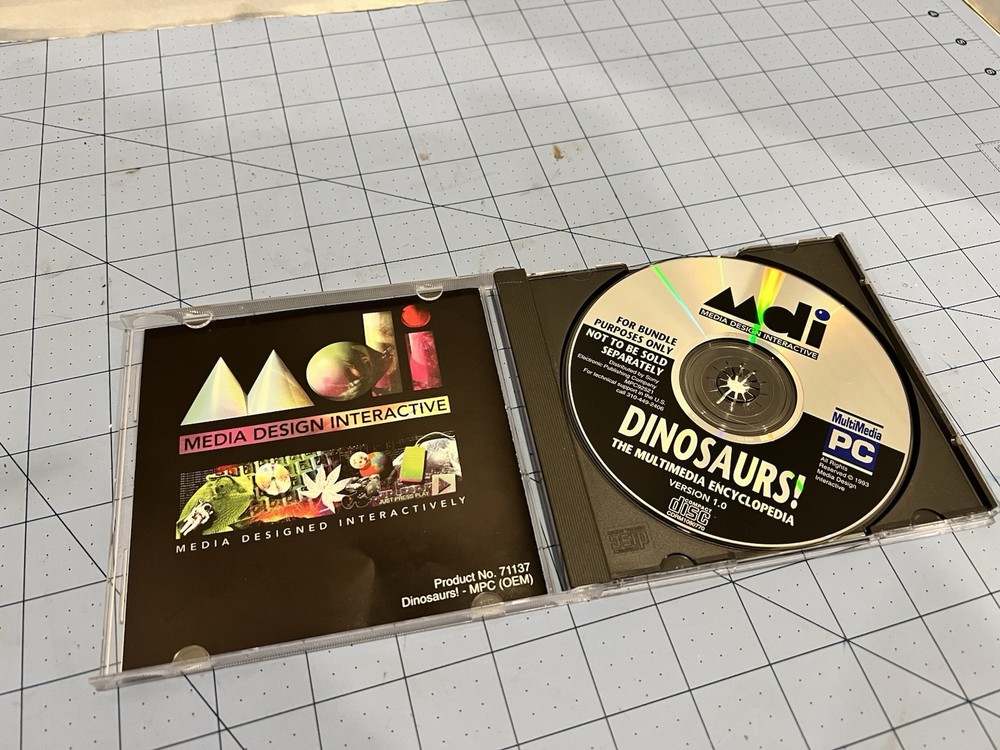 DINOSAURS! Multimedia CD-ROM 1992 Media Design Interactive Mac PC Dual Sony