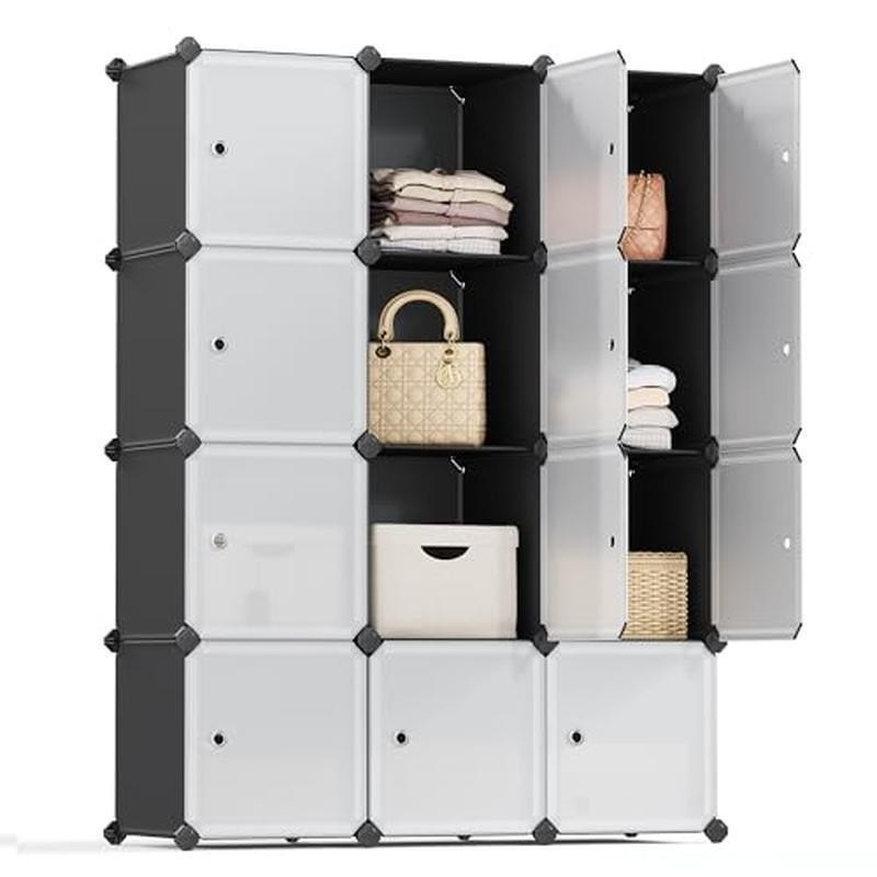12 Cube Storage Organizer Plastic Shelves Modular Design W/ Doors Home Office US