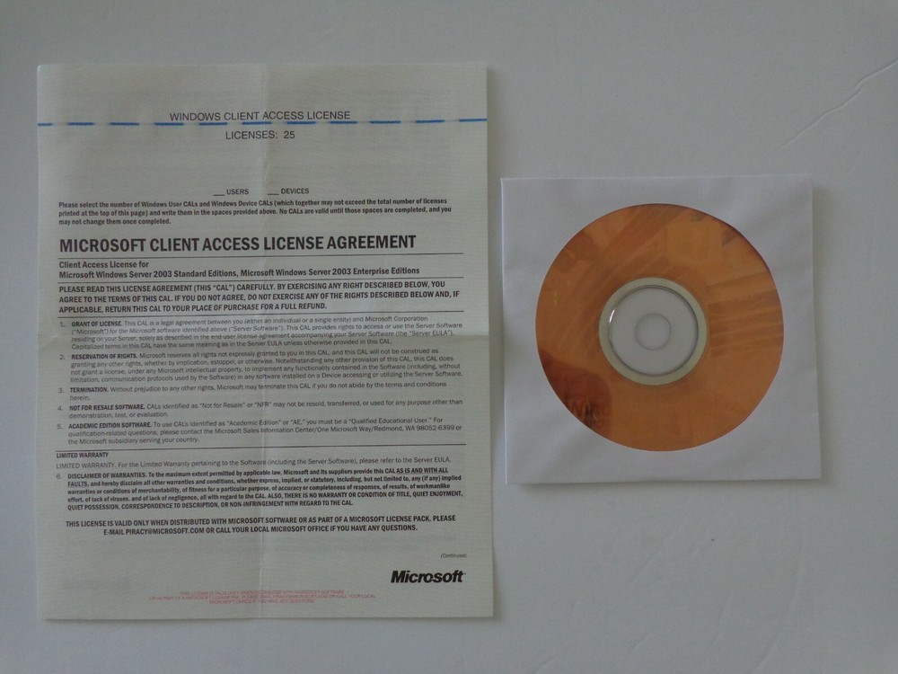 Microsoft Windows Server 2003 Enterprise  (New ! sealed cd +Key Code +25 CAL )