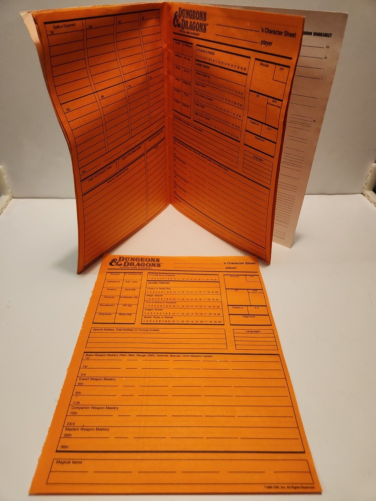 Dungeons & Dragons Player Character Record Sheets AC6 Plus Extra Loose Sheets