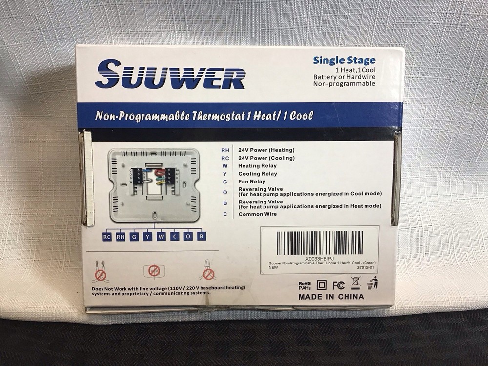 Suuwer S701 Non-Programmable Thermostat – Single Stage – New Open Box