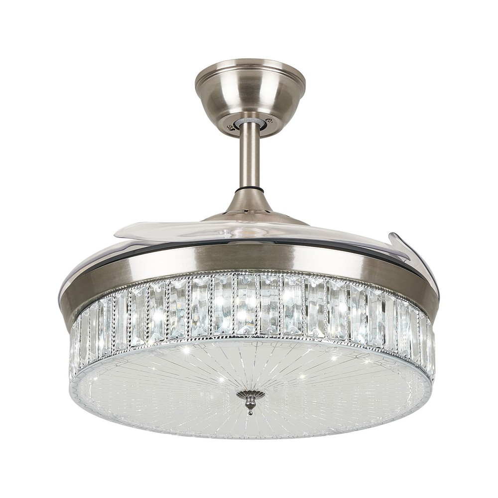 42'' Fan Chandelier 6987 Silver 3 Color Temperature Conversion W/ Remote Control