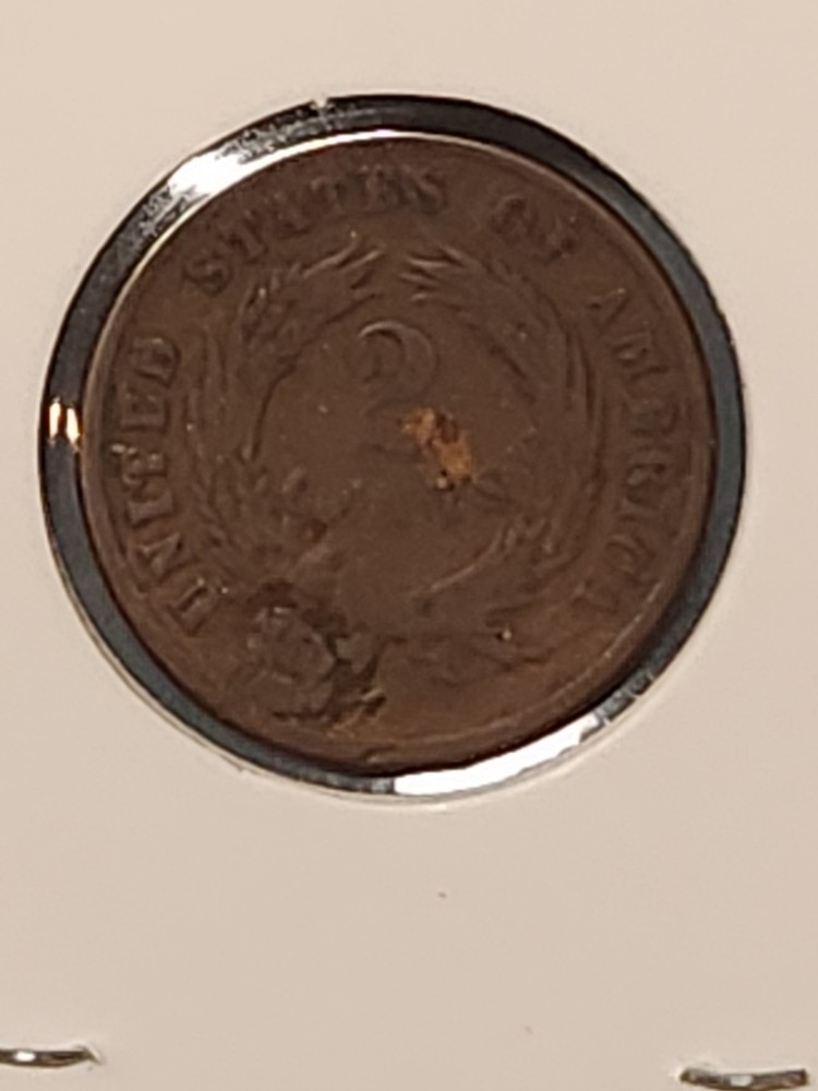 1869 Post Civil War Usa 2 Cent Piece Possible Error